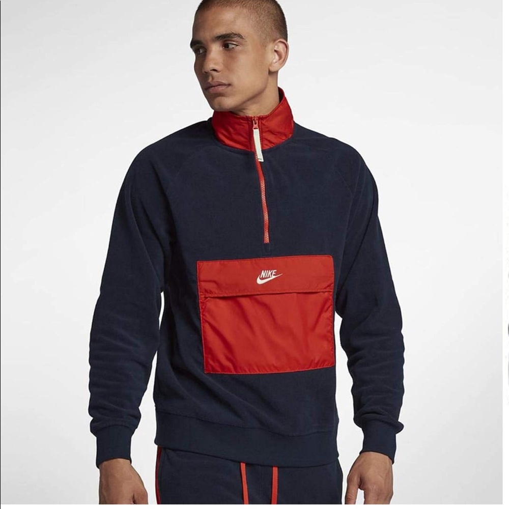 Nike Sportswear NSW Half-zip Borg Zip Sweater Sweatshirt Navy Obsidian Blue